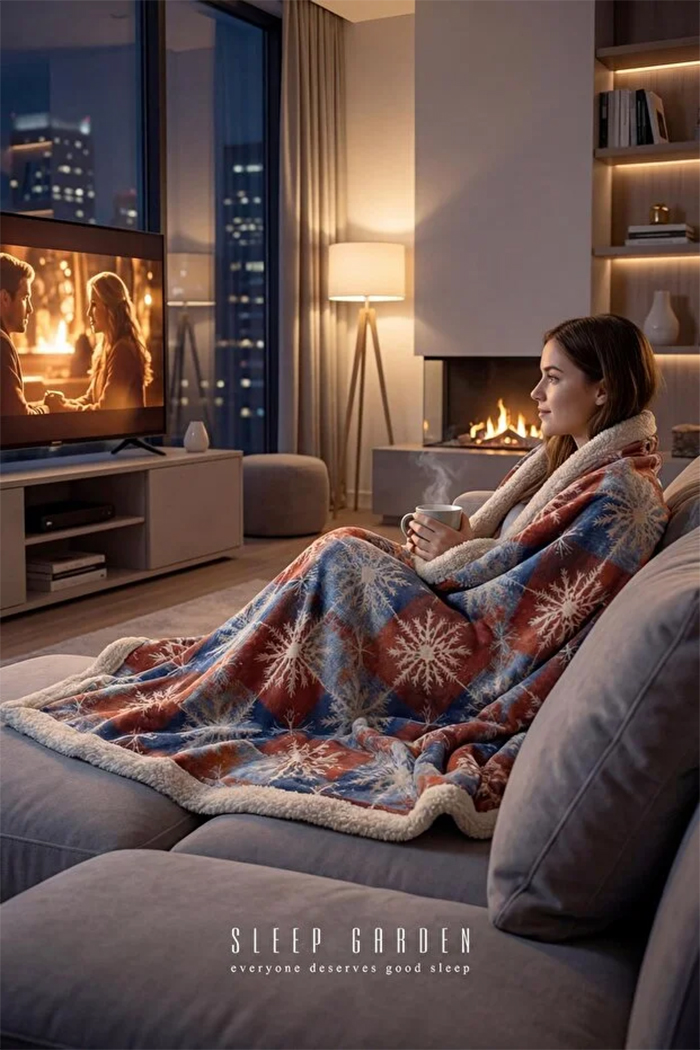 Tv Battaniyesi İki Taraflı Konforlu Şık Peluş Mavi 120x170