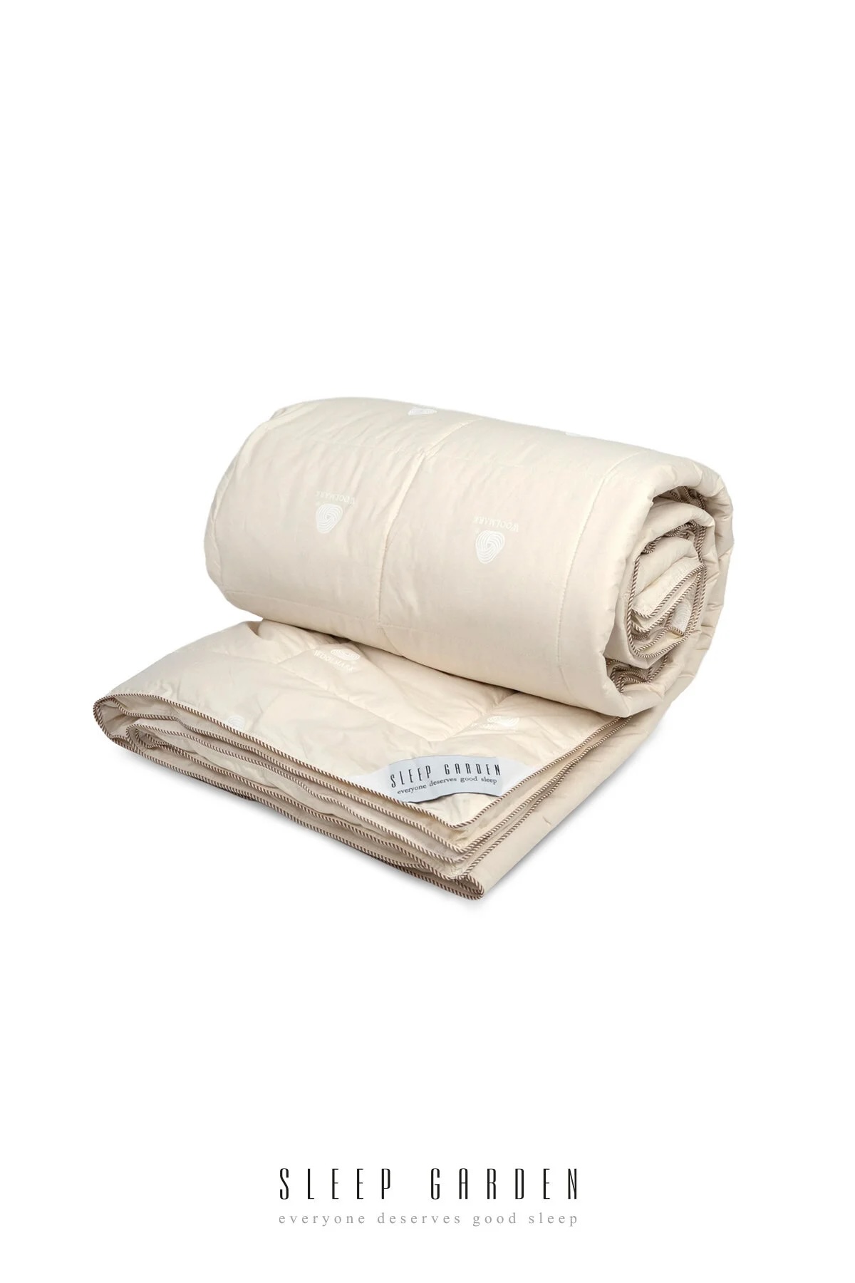 Arden Lana %100 Yün Yorgan Biyeli Şık Premium Tek Kişilik Jüt Keten Çantalı