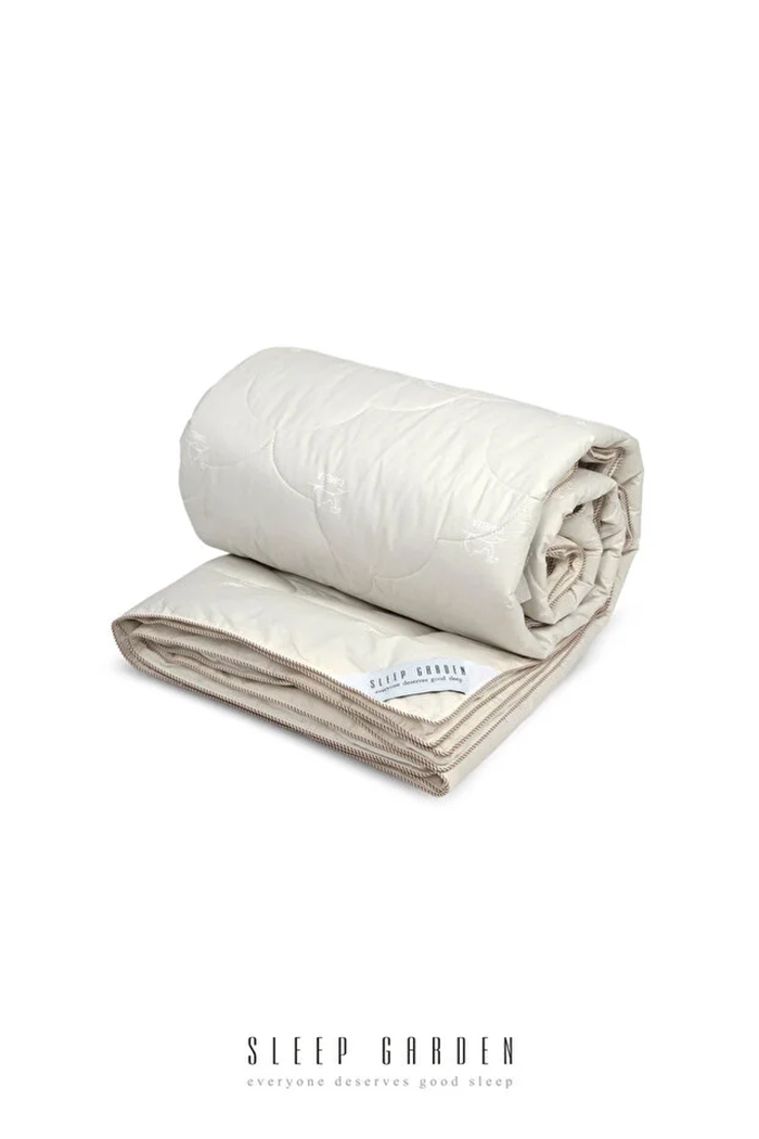 Deve Tüyü Yorgan Biyeli Şık Çift Kişilik 195x215 Cm Jüt Keten Çantalı