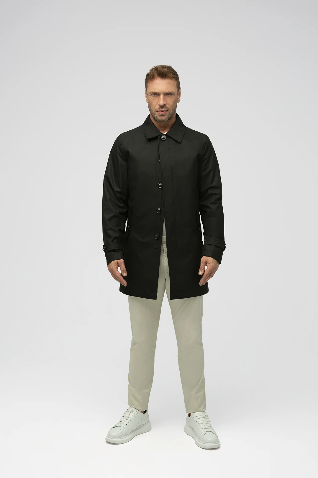 Marcus Siyah Su Geçirmez Trençkot