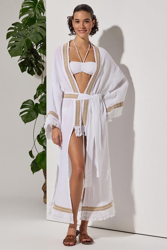 Naturel Detaylı Kimono