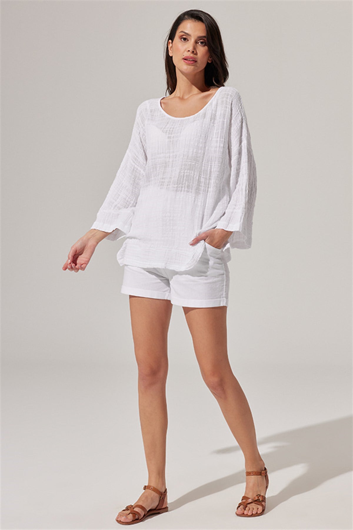 Doubleface Garnili Özel Kumaş Bluz