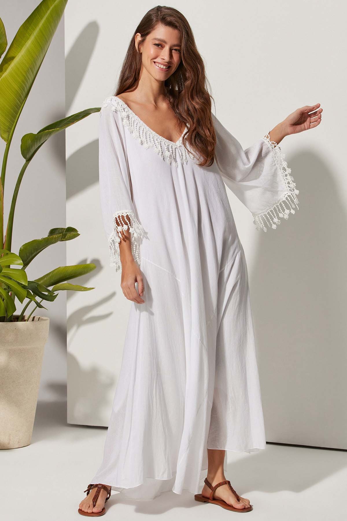 V Yaka Truvakar Bodrum Bezi Elbise