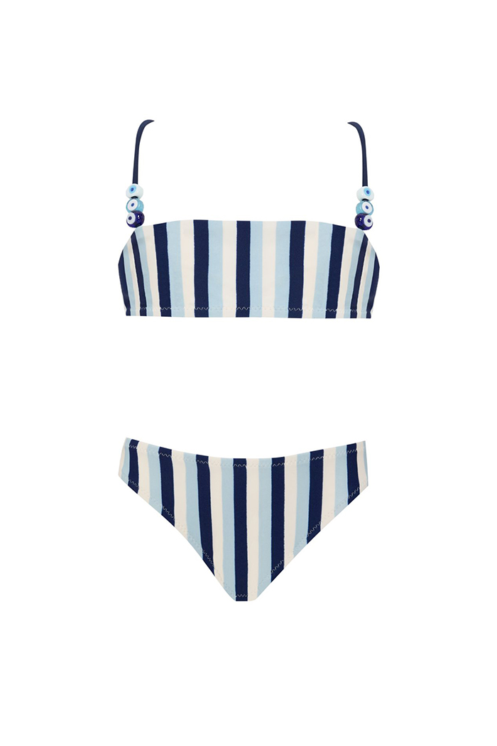 Alya Mavi Çizgili Çocuk Bikini