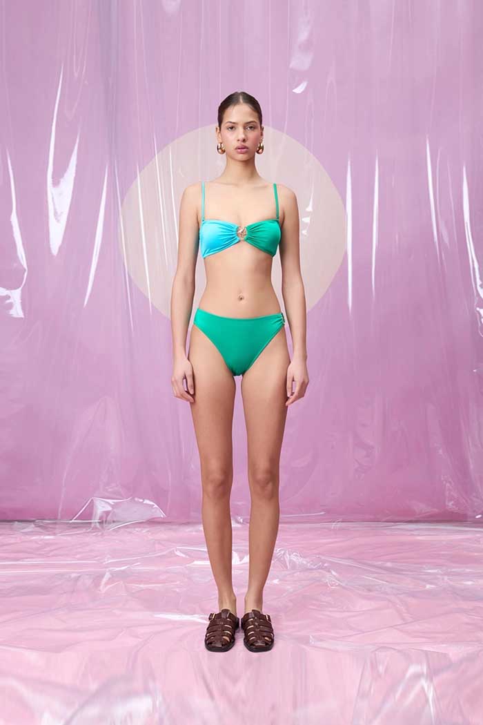 NEBULAE FOREST GREEN AND AQUA ÇİFT RENKLİ DENİZ YILDIZI AKSESUARLI STRAPLEZ BİKİNİ TAKIMI