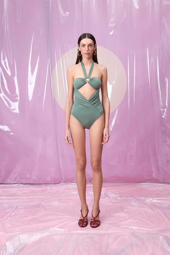 FUEGO SAGE GÜNEŞ AKSESUARLI BALENLİ BOYUNDAN BAĞLAMALI MAYO