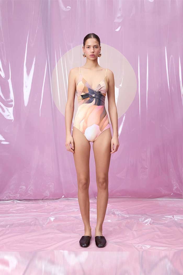 DESEO TAWNY KRUVAZE DRAPELİ V YAKA MAYO