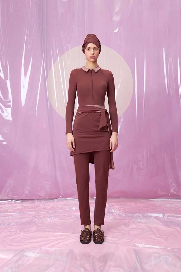 ROMINA ROSEWOOD POLO YAKA ETEKLİ TESETTÜR TAKIM MAYO