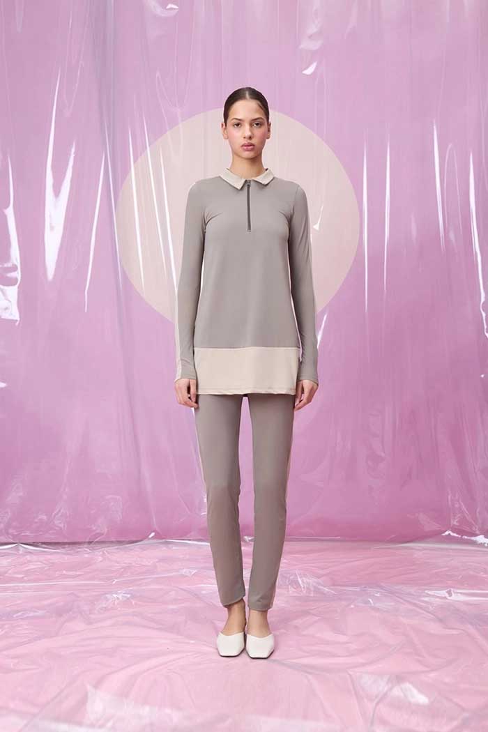 EVITA CRISPALE GREY POLO YAKA UZUN TESETTÜR TAKIM MAYO