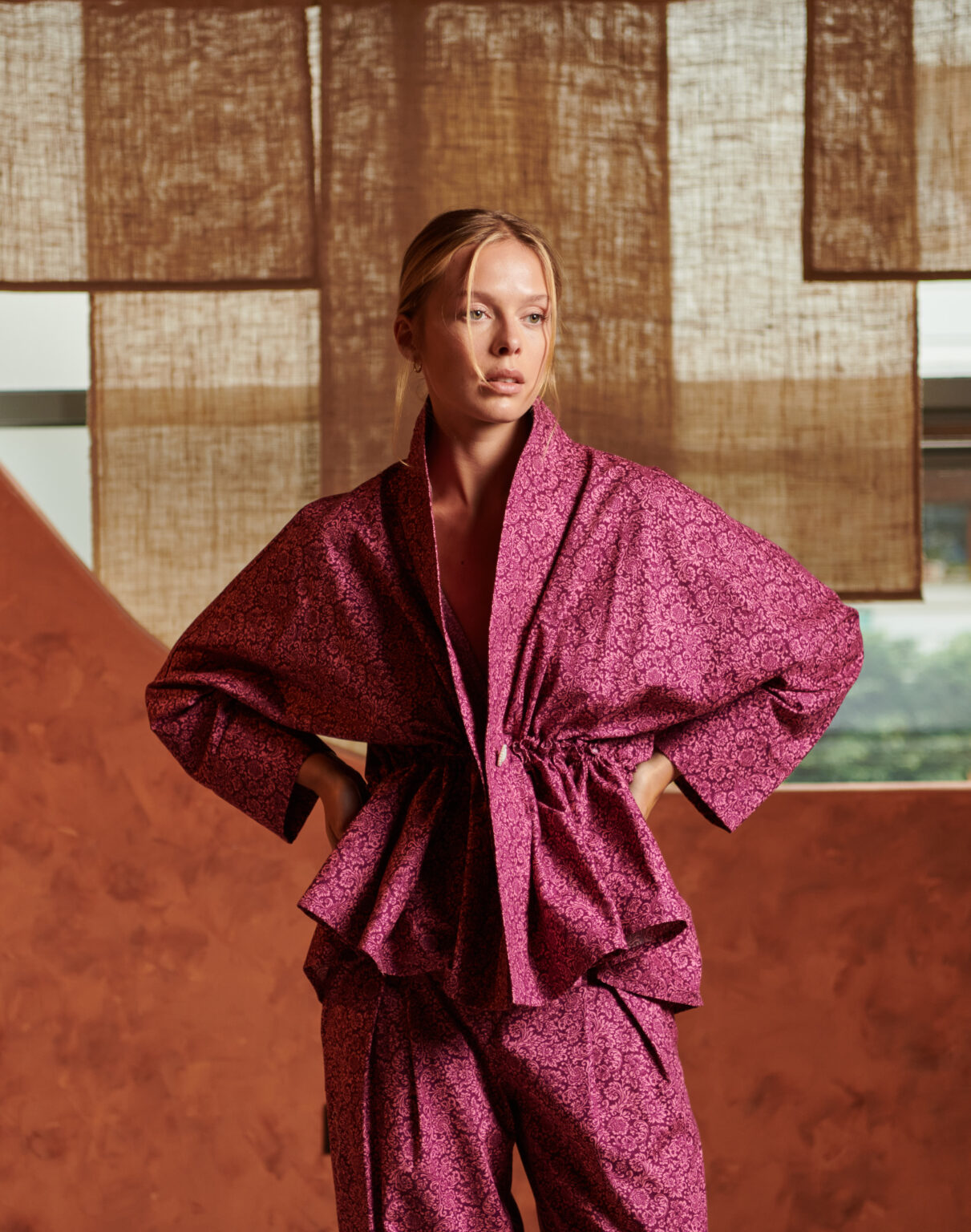 Charlotte Kimono Üstü, Rokoko Bordo