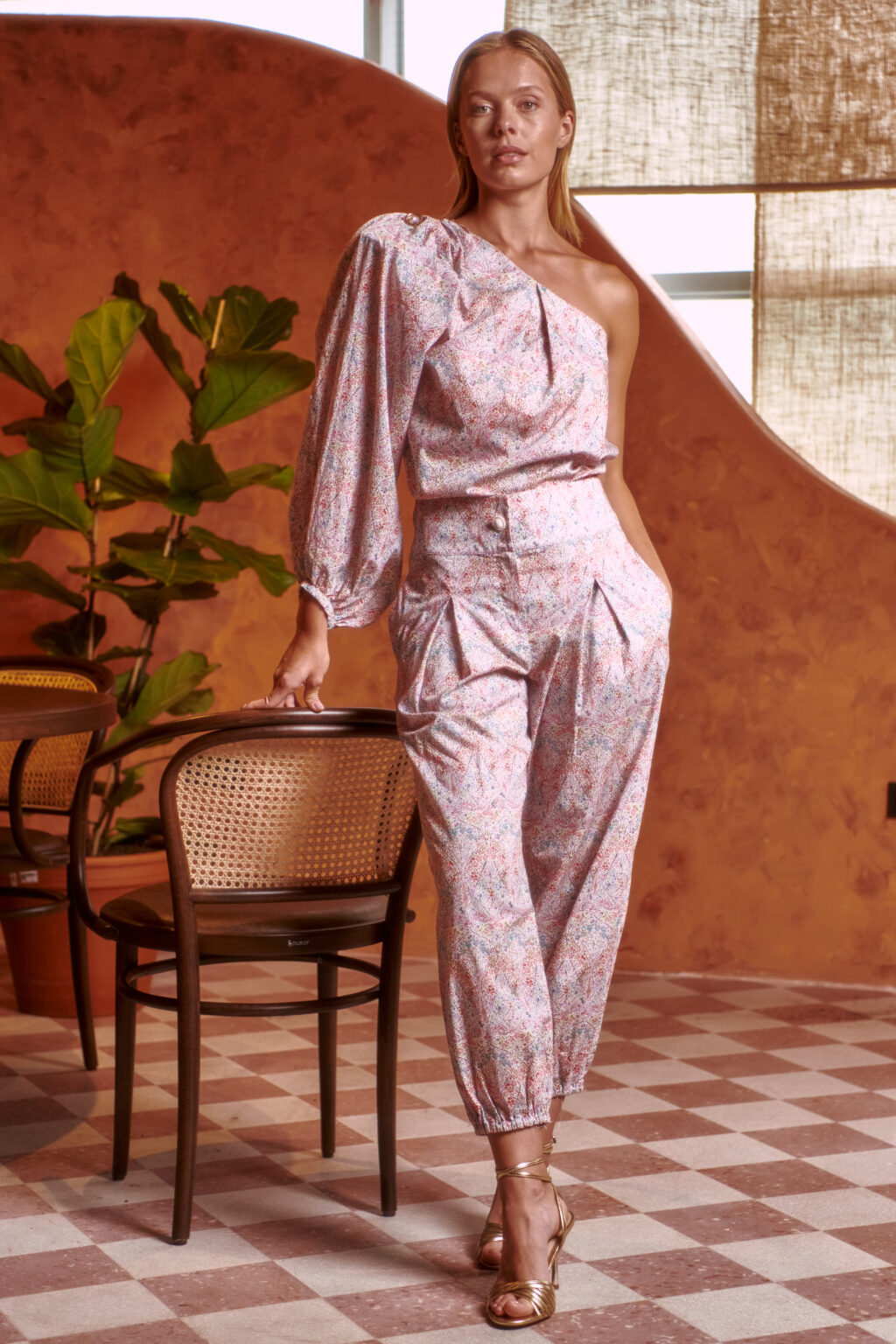 Antoinette Tek Omuzlu Alt, Çiçek Desenli