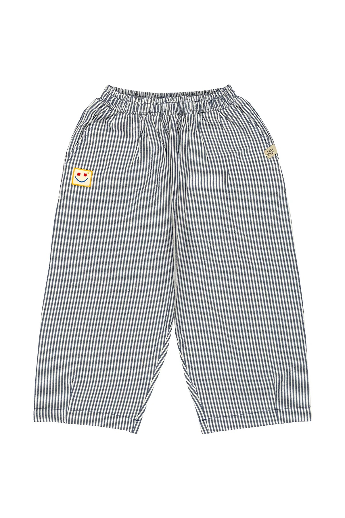 Happy Stripes Çizgili Dokuma Baggy Pantolon – İndigo Mavi