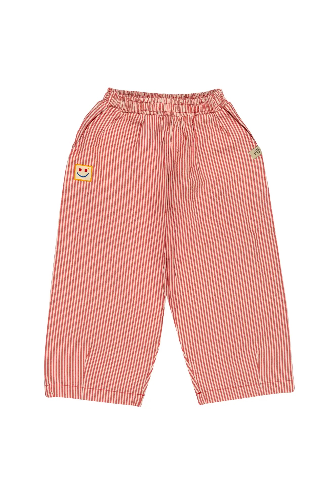 Happy Stripes Çizgili Dokuma Baggy Pantolon – Kırmızı