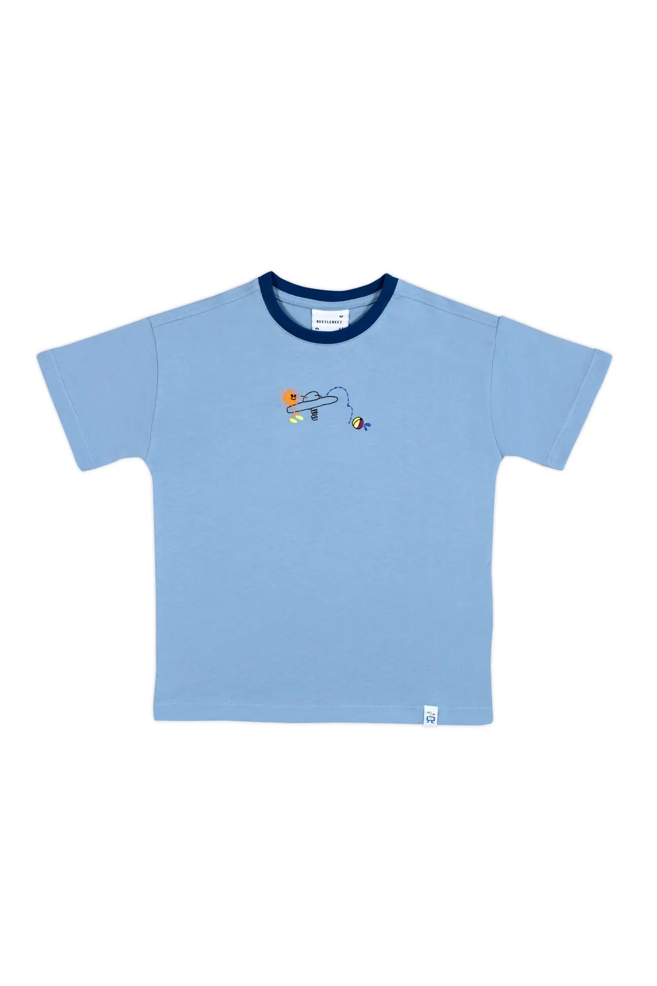 Jump Into Fun Oversize T-Shirt - Açık Mavi (Mavi Ribanalı)