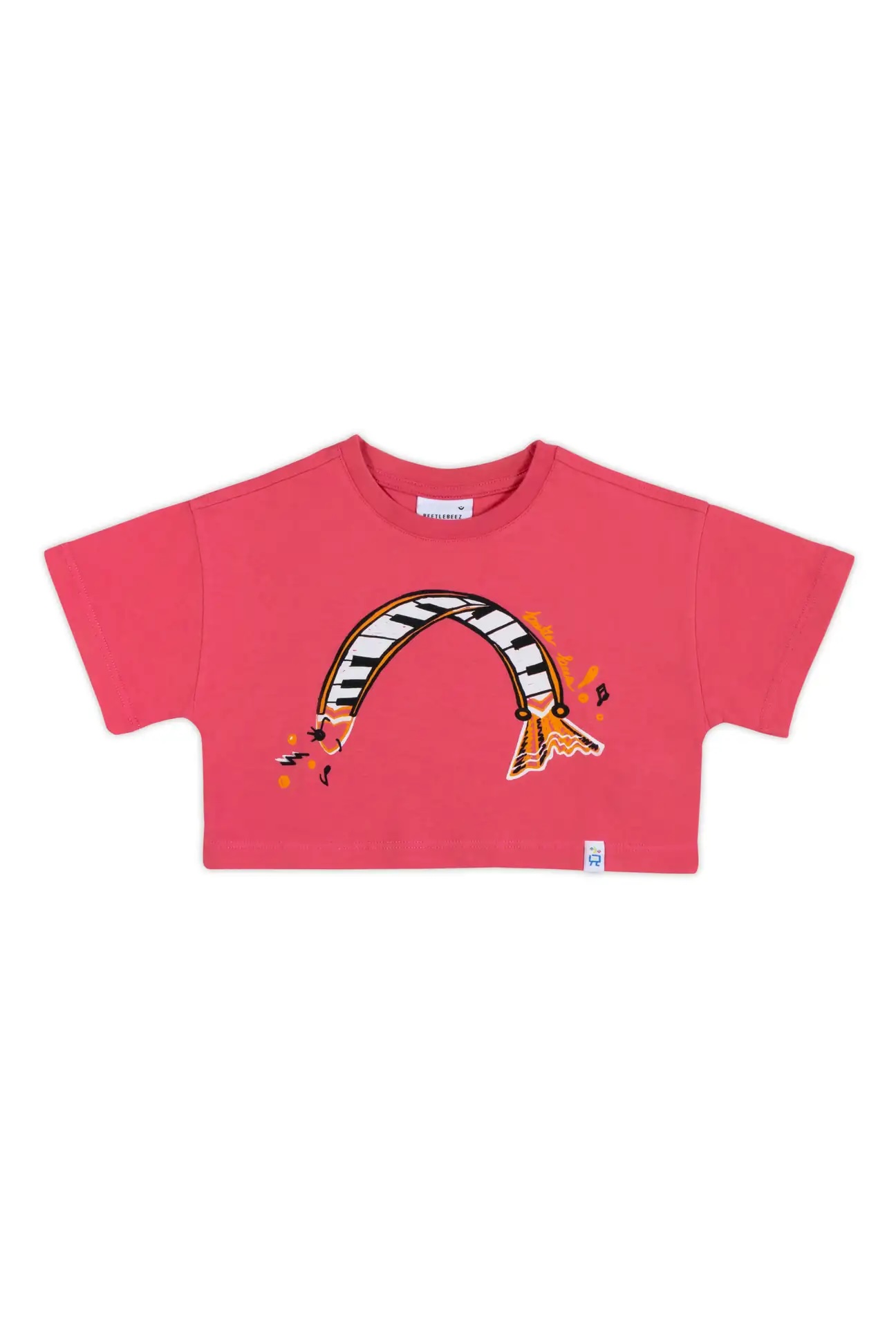 Piano Fish Crop T-Shirt - Pembe
