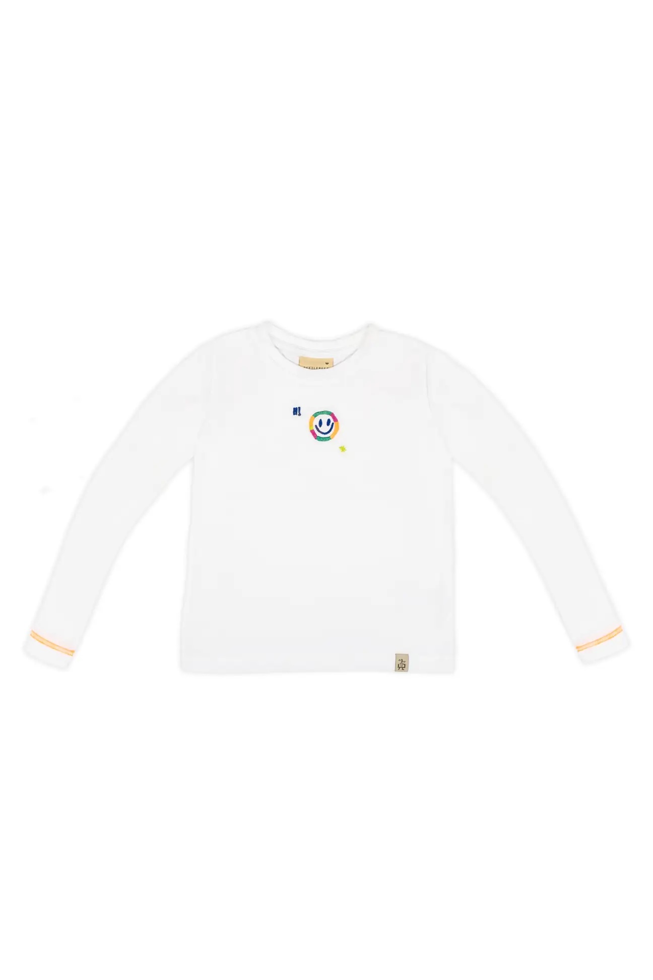 Hi Smiley Uzun Kollu T-Shirt - Beyaz