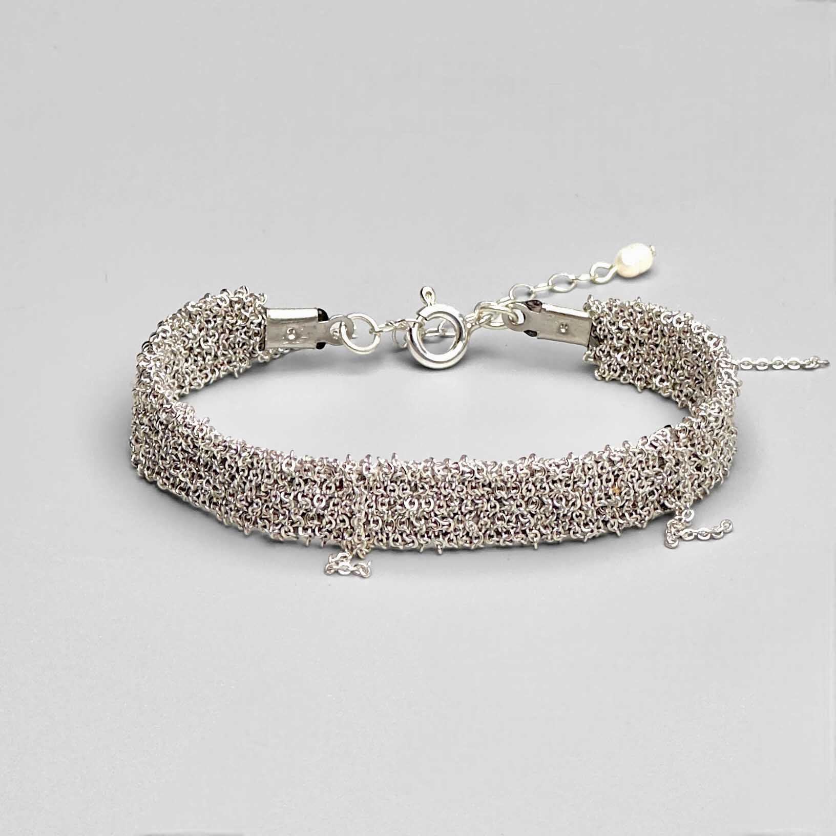 Woven Silver Dokuma Bileklik – M
