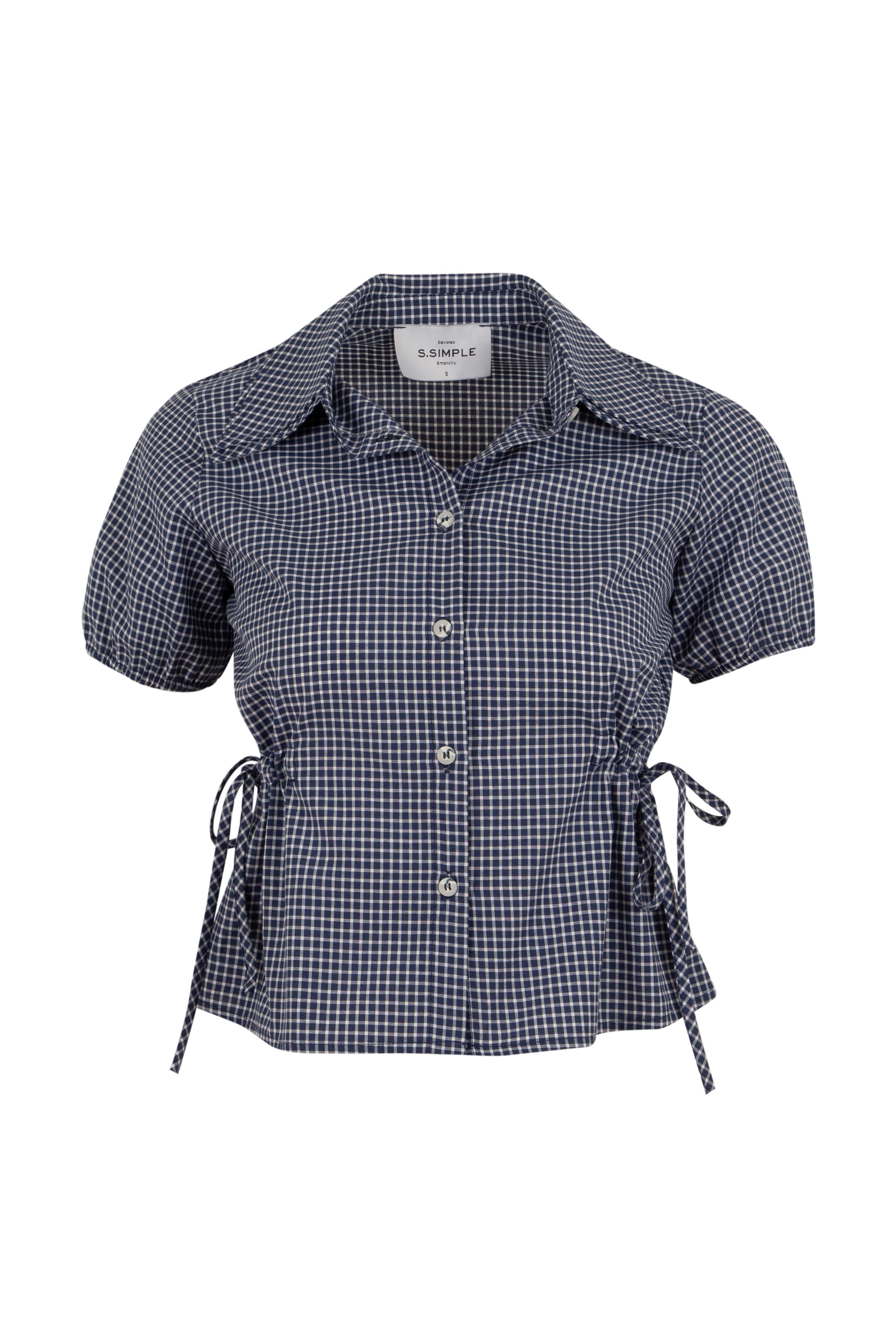 Plaid Lacivert Top