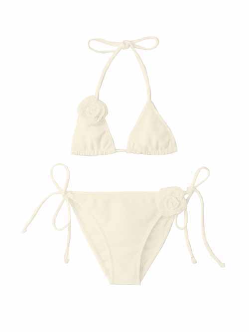 Rosalia White Kids Bikini With Handmade Macrome White Rose