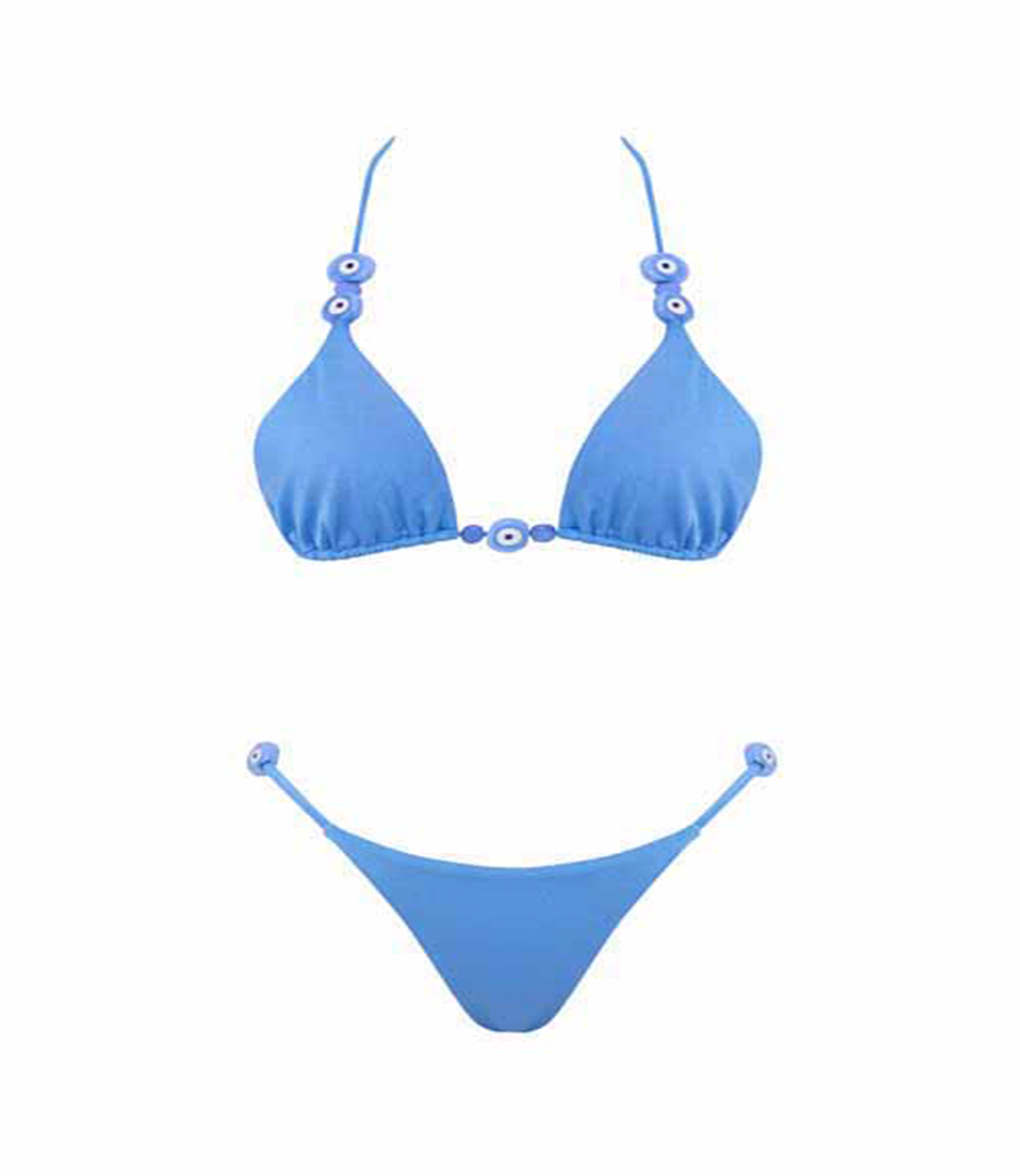 Vega Blue Bikini With Evil Eye Glass Beads Accessory
