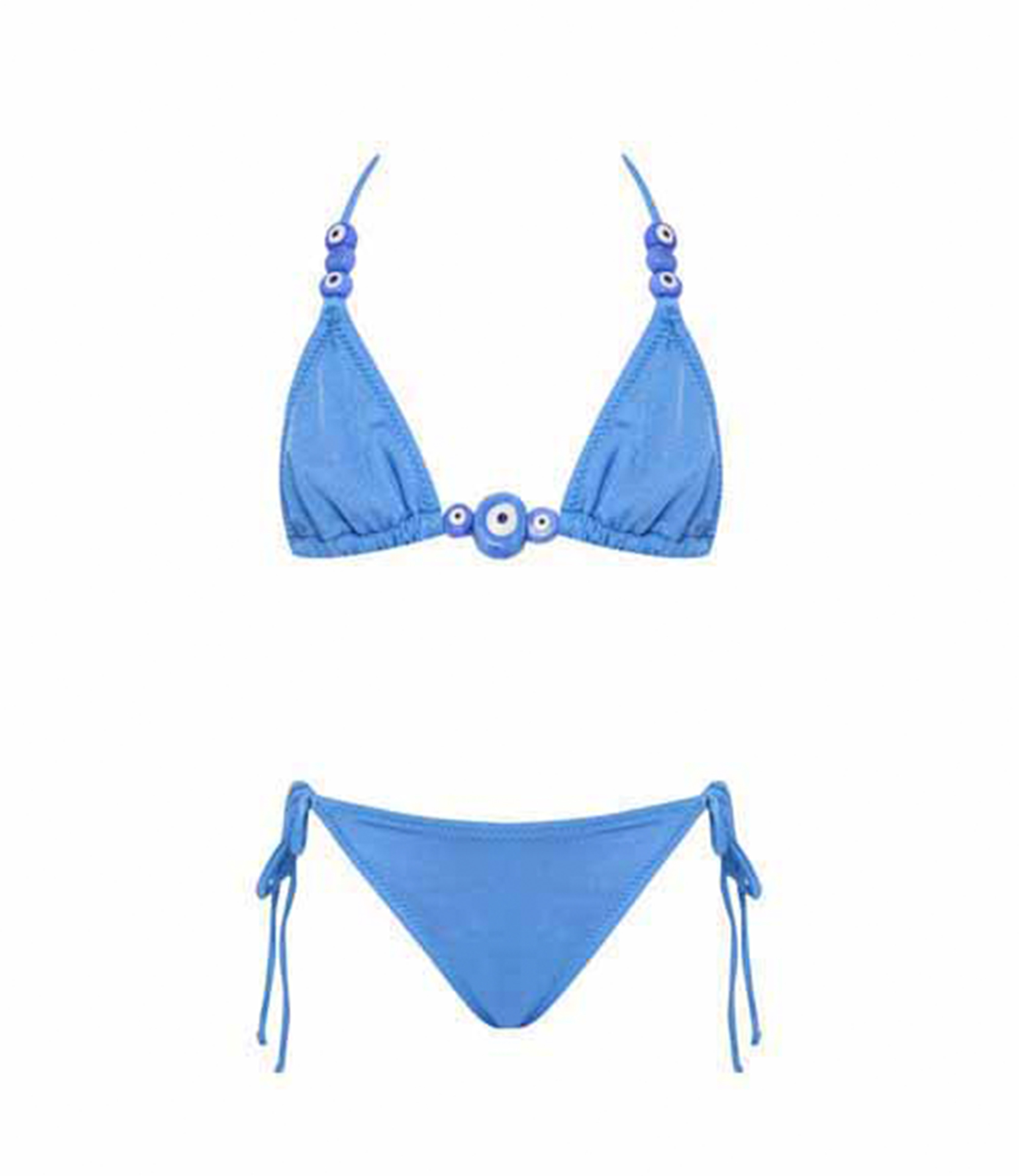 Vega Blue Kids Bikini With Evil Eye Glass Beads Accessory