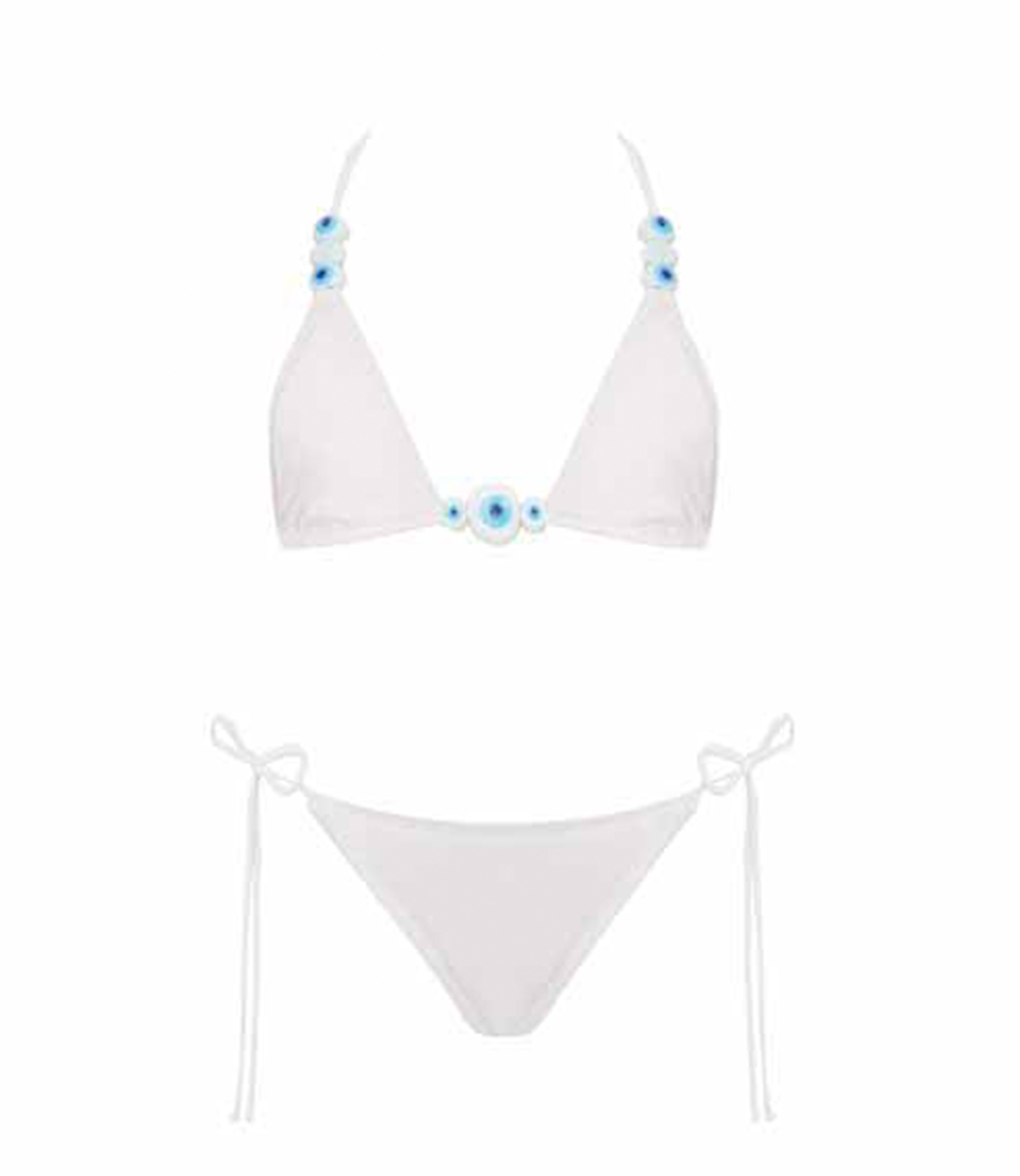 Vega White Kids Bikini With Evil Eye Glass Beads Accessory