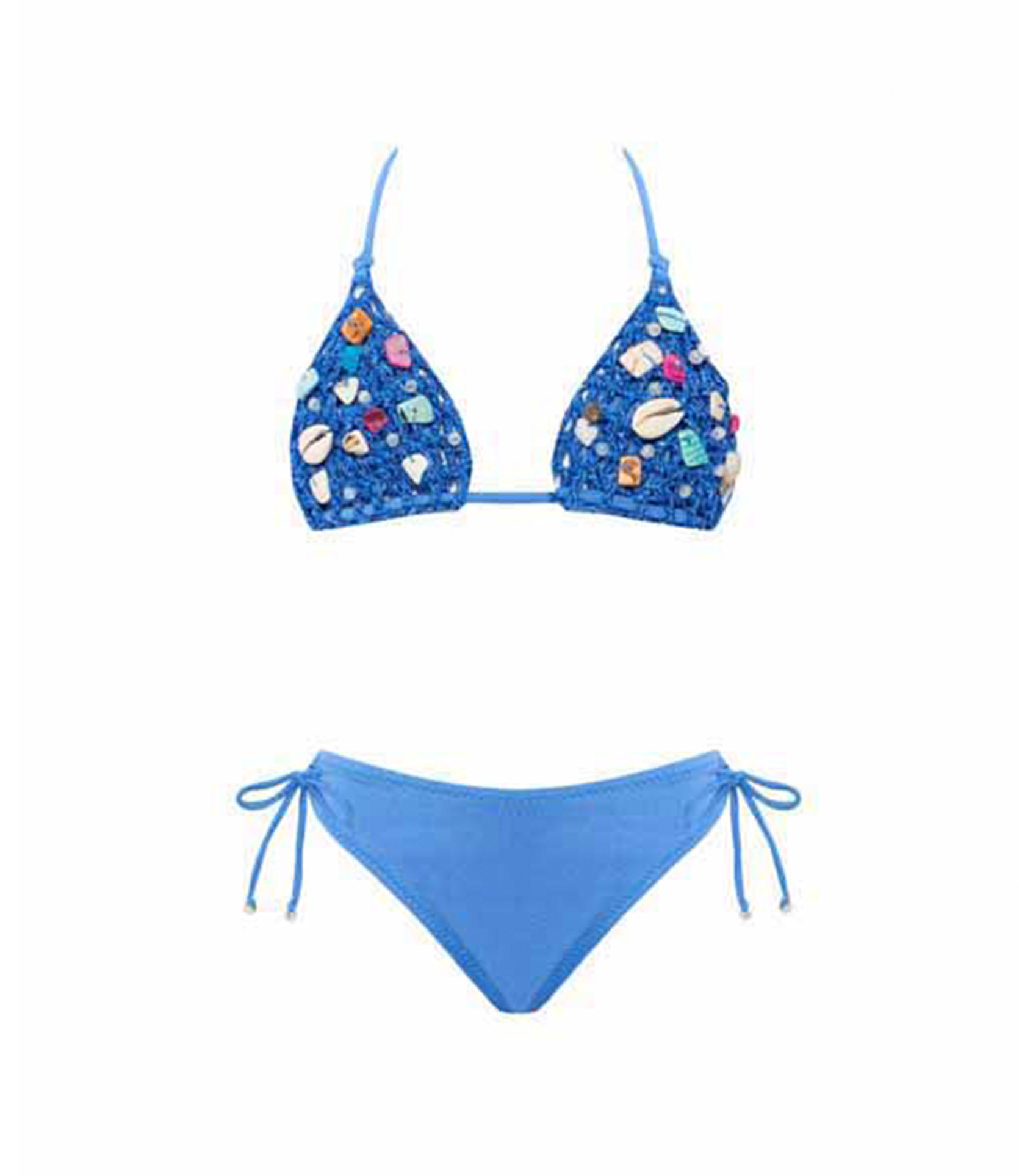 Larisa Blue Kids Bikini With Handmade Macrame And Seashell Details