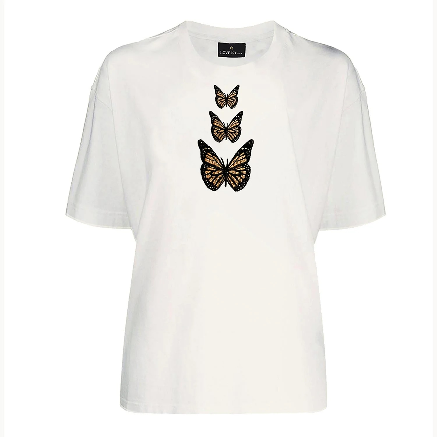 Butterfly Nakışlı Rahat Kesim Pamuklu Tshirt
