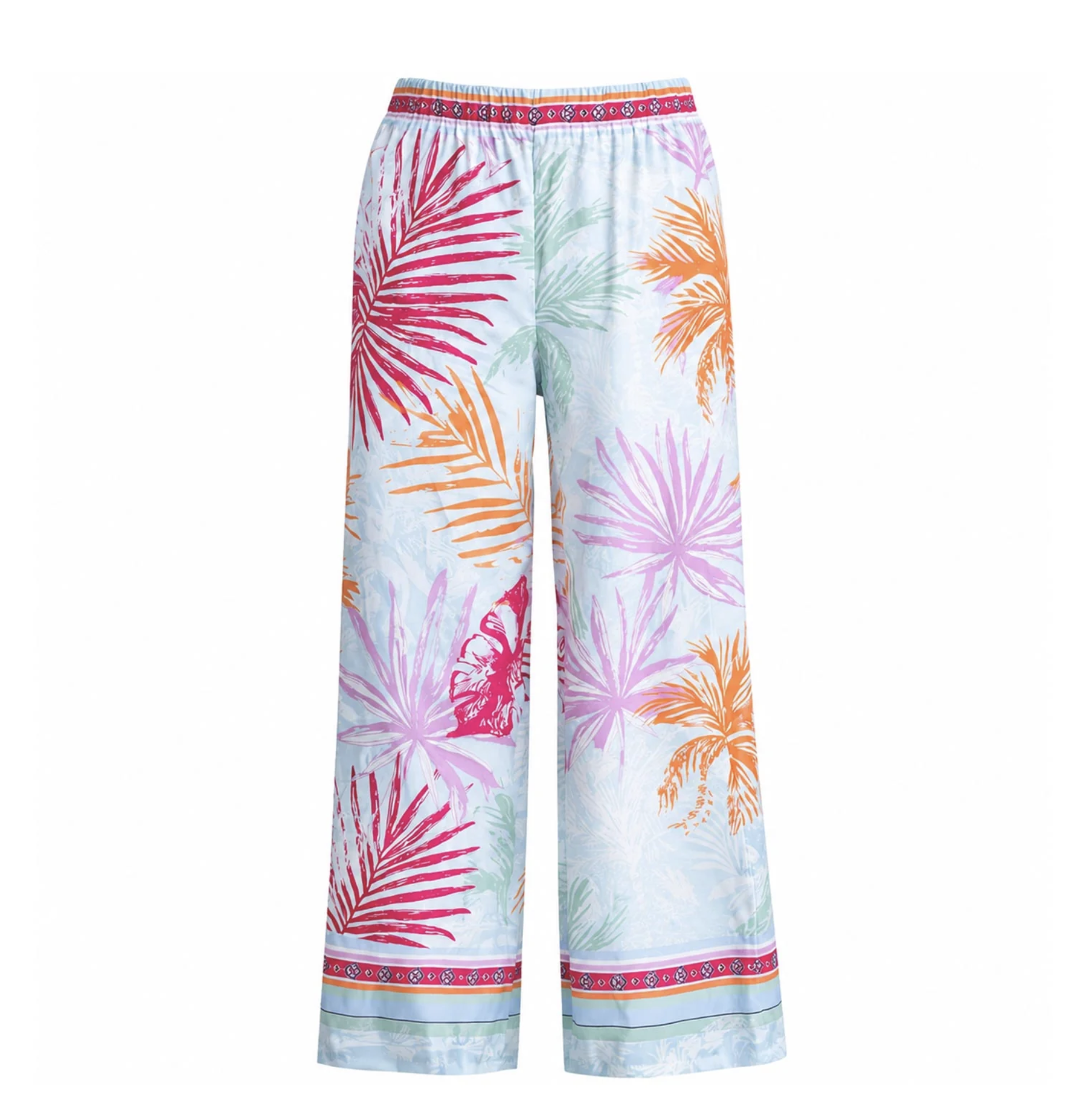 Palma Keten Dokulu Geniş Paça Pantolon