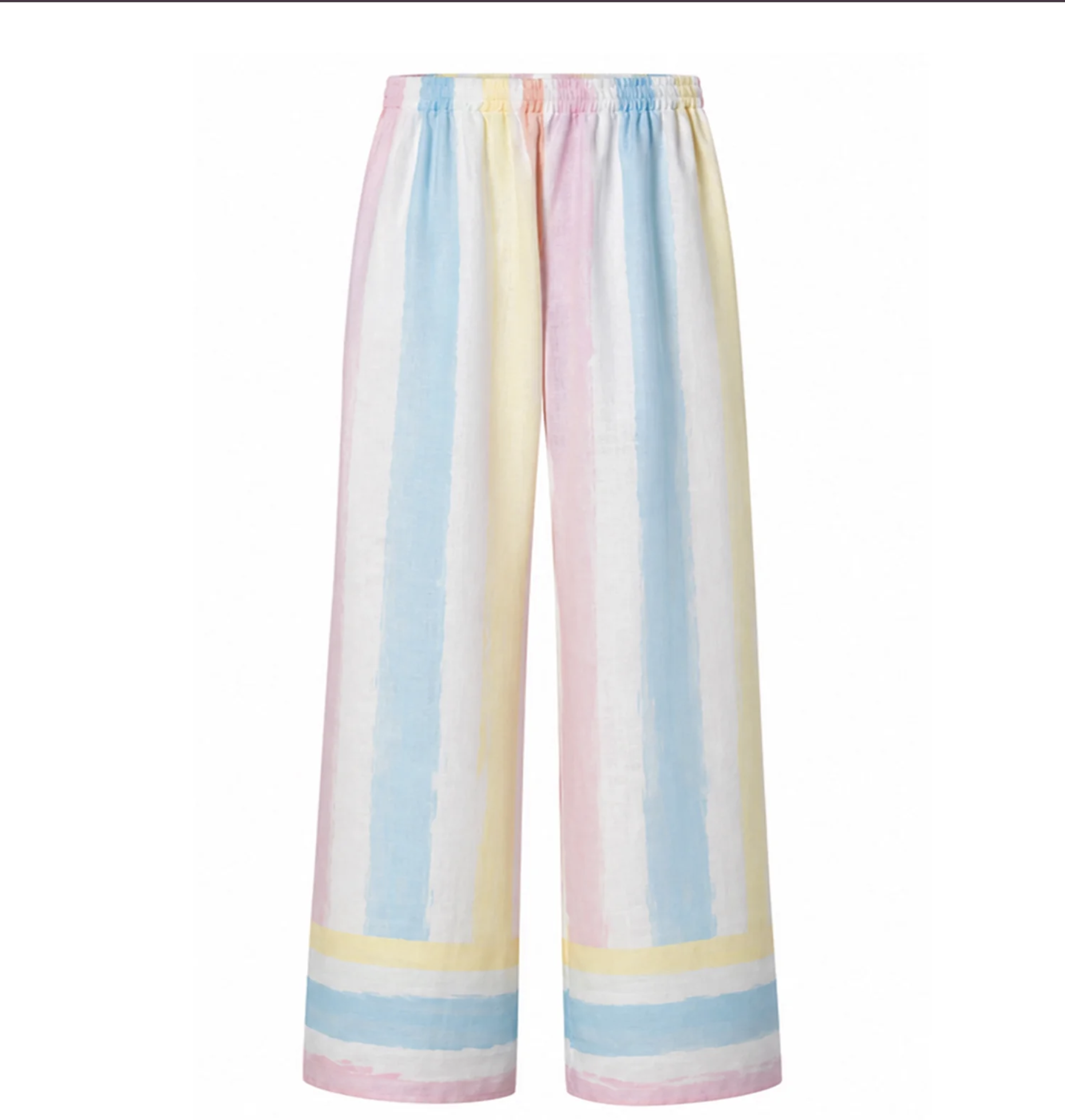 Pastel Keten Dokulu Rahat Kesim Pantolon