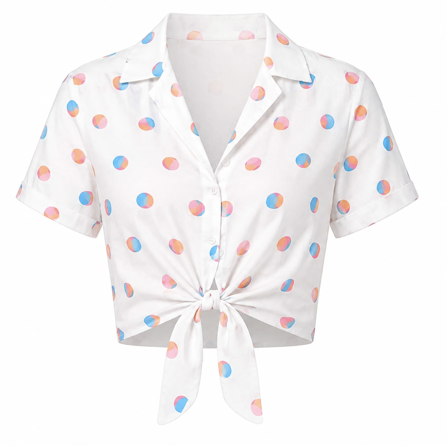 Puantiyeli Kısa Kollu Gömlek Co-Ord Set