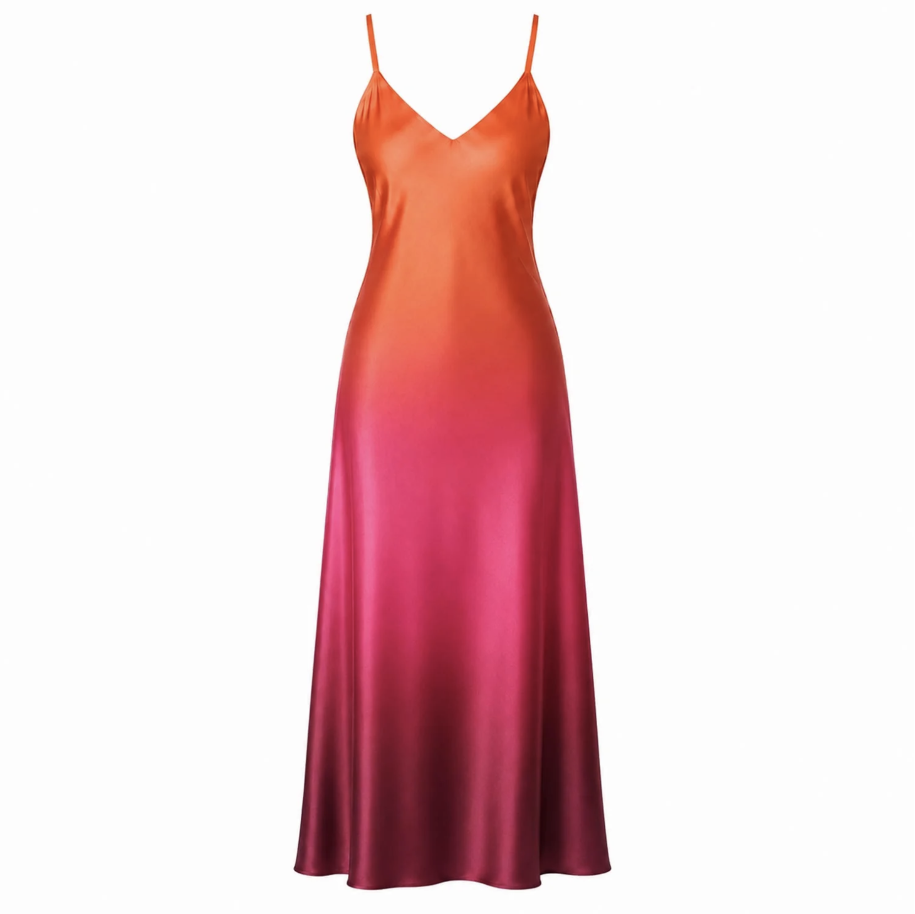 Aiden Ombre Saten Slip Midi Elbise