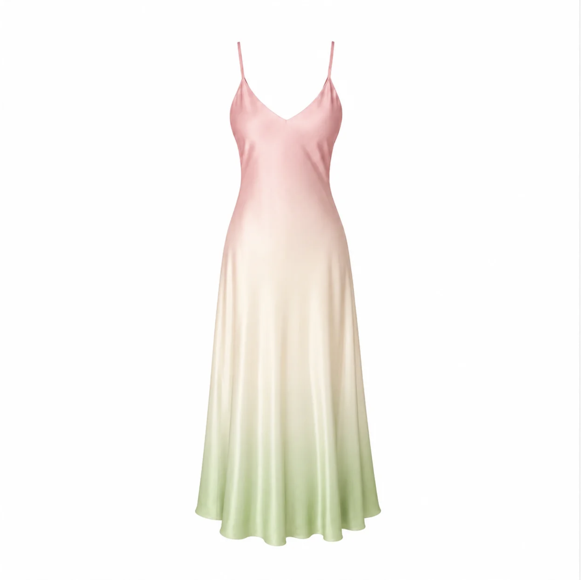 Misty Ombre Saten Slip Midi Elbise