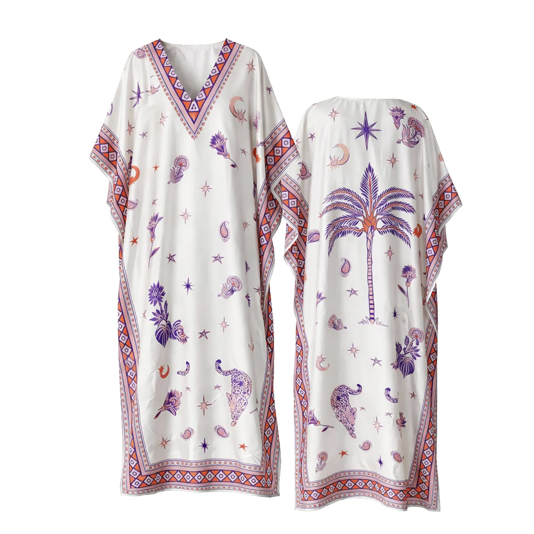 Morocco 'V' Yaka Saten kaftan