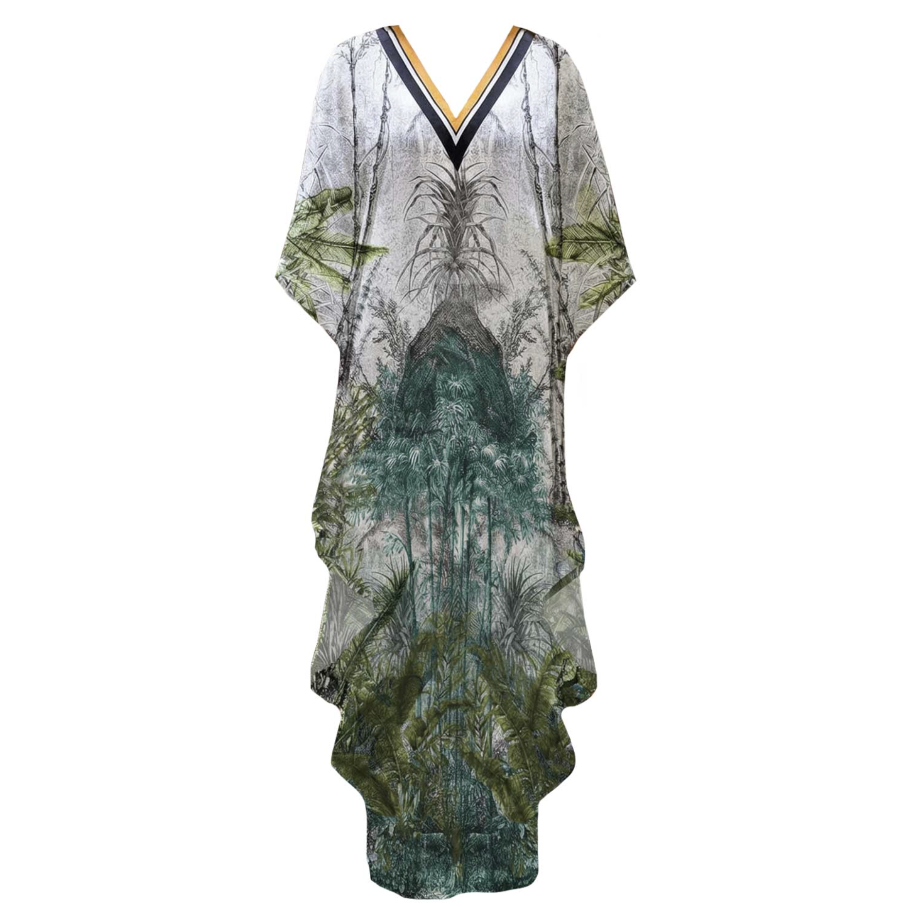 Hera Uzun Kollu Saten Kaftan