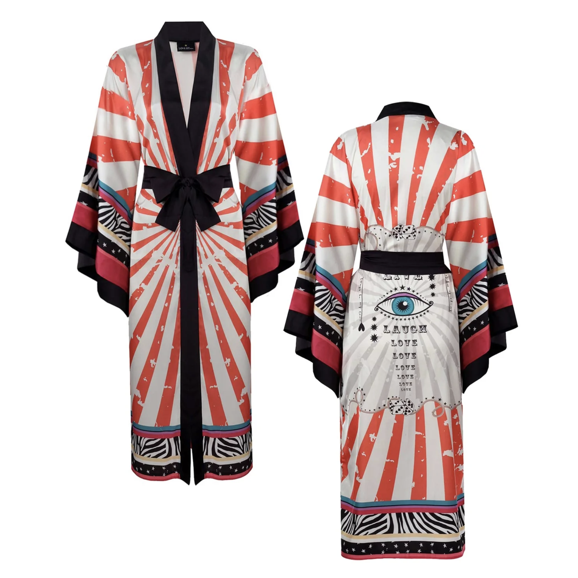 Jordi Göz Desenli Saten Kimono