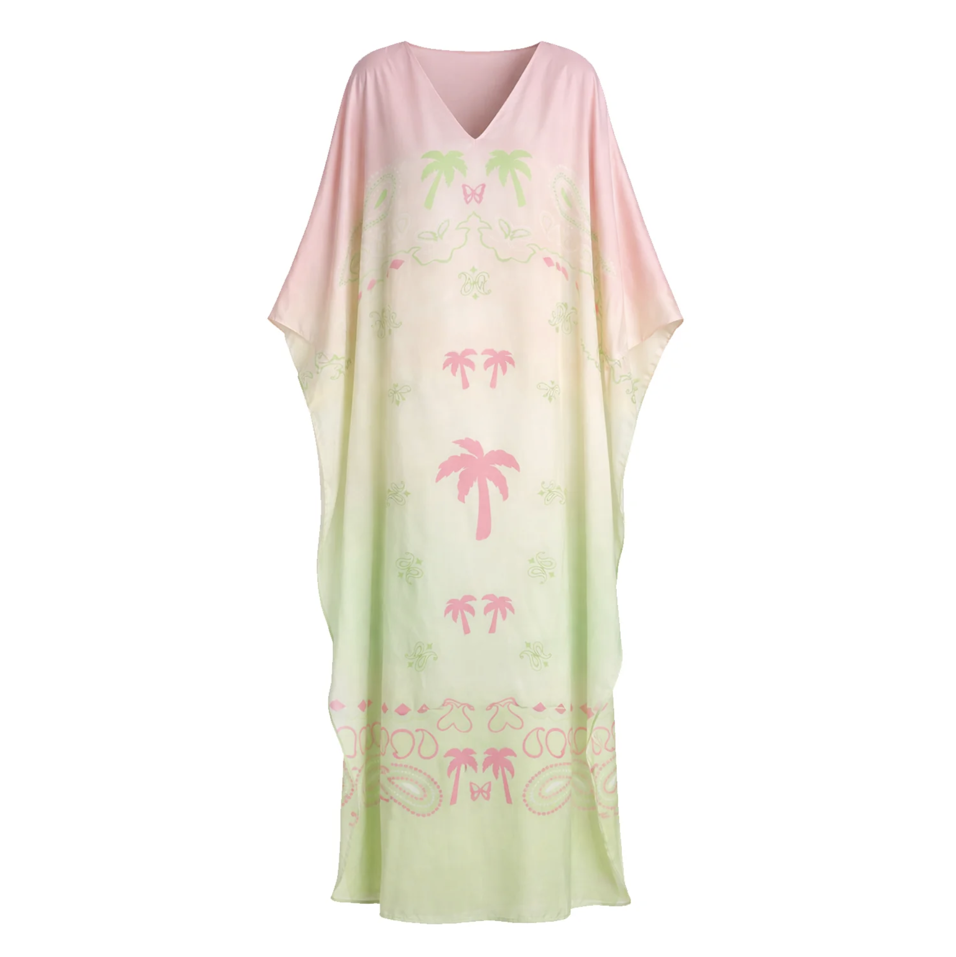 Long Island Saten Uzun kollu Kaftan