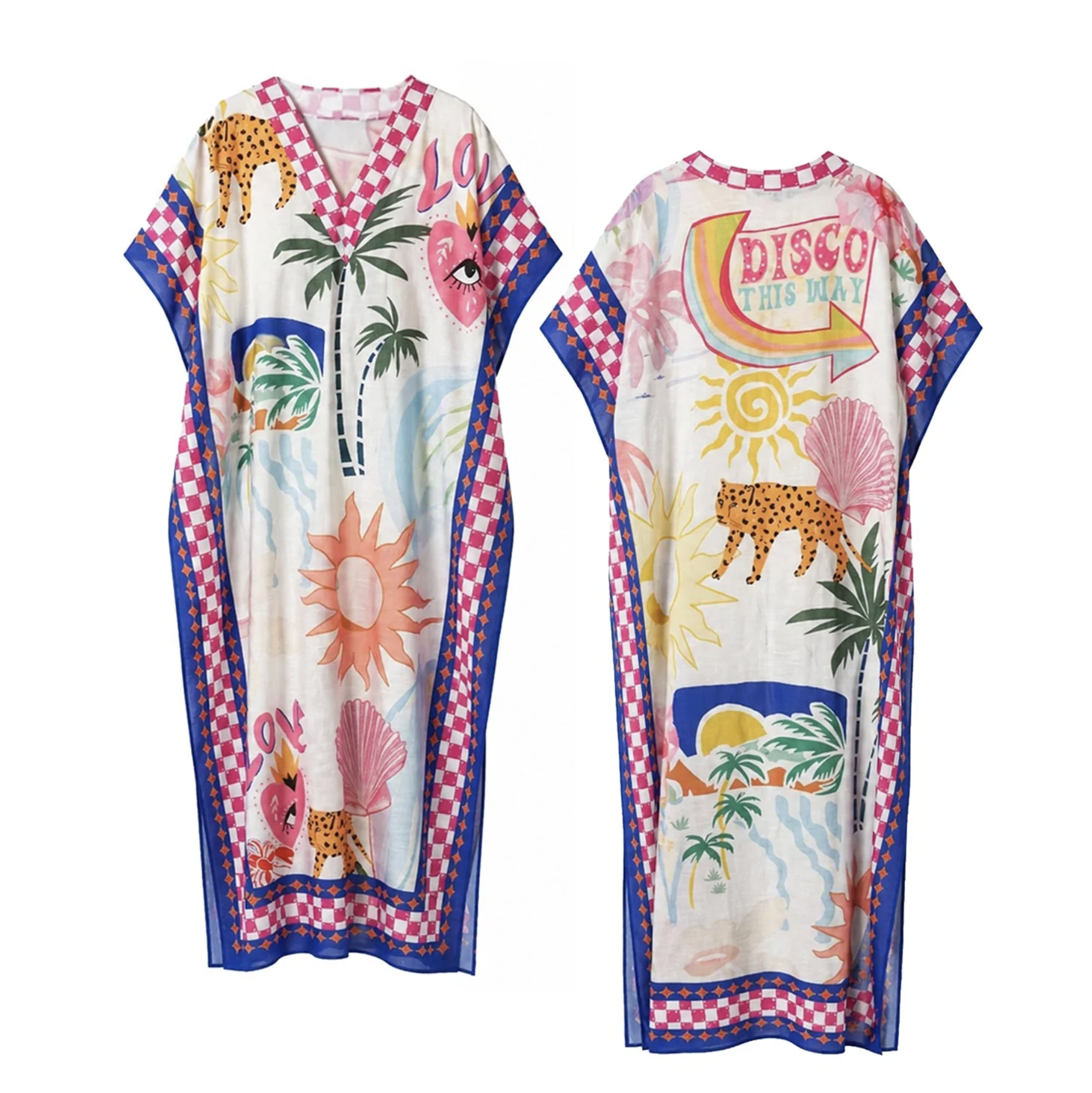 Mercy Tropikal Desenli Kaftan