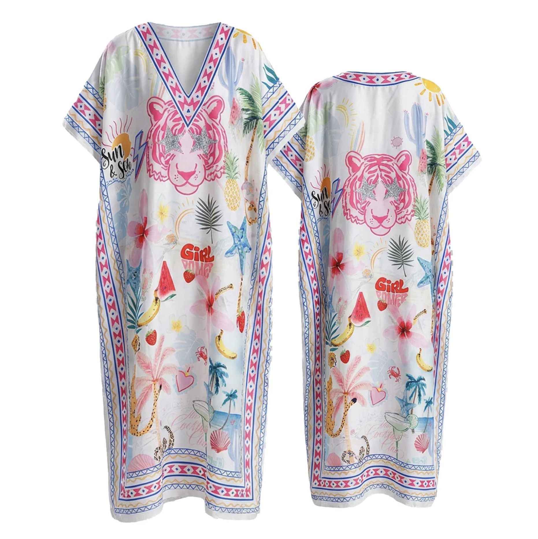 Nancy 'V' Yaka Saten Kaftan