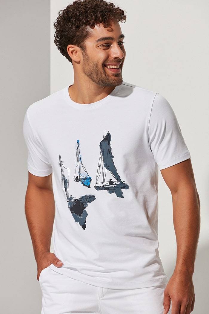 O Yaka Yelkenli Tshirt