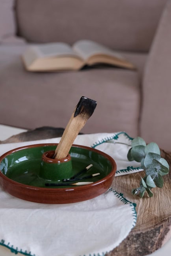 PETARYA Yeşil-Kahverengi Palo Santo Tutucu Sarma Tütsülük