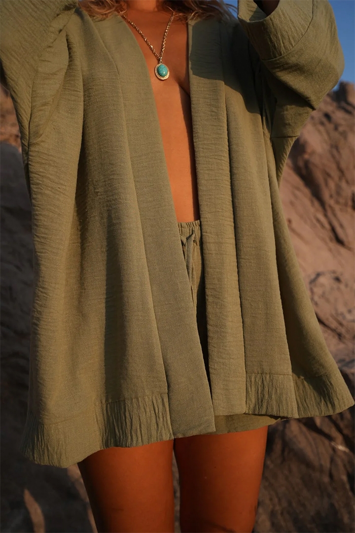 %100 Keten Oversize Kimono