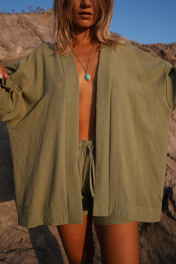 %100 Keten Oversize Kimono