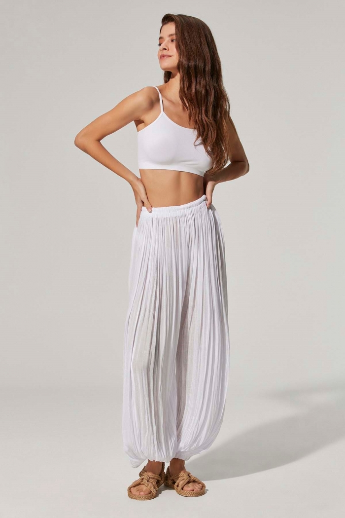 Bürümcük Beyaz Kadın Şalvar