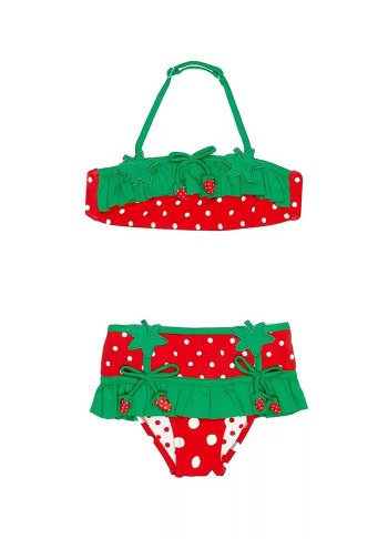 Çilek Desenli Straplez Bikini