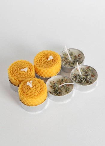 6lı Doğal Balmumu Mum ve Soya Mumu Tealight Seti