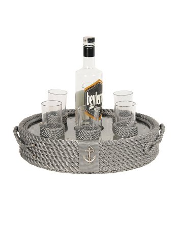 Rakı Bardaklı Tepsi - Gri