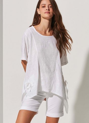 Yarım Kol Cepli Salaş Kadın Bluz