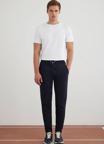 Lacivert Renk Örme Kumaşdan Jogger Pantolon