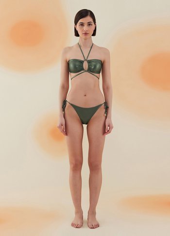 Broom Shiny Hunter Green Boyundan Bağcıklı Bikini Takımı